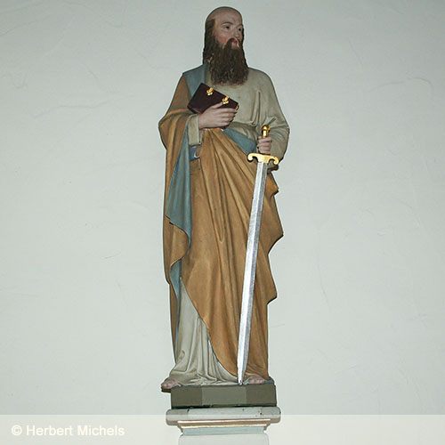 Figur des Heiligen Paulus mit Schwert und Buch